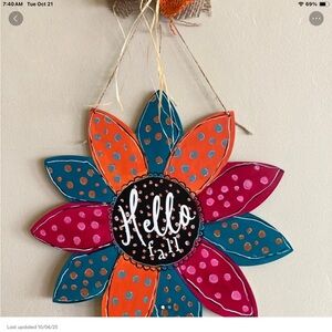 Colorful Funky Sunflower Wall Sign